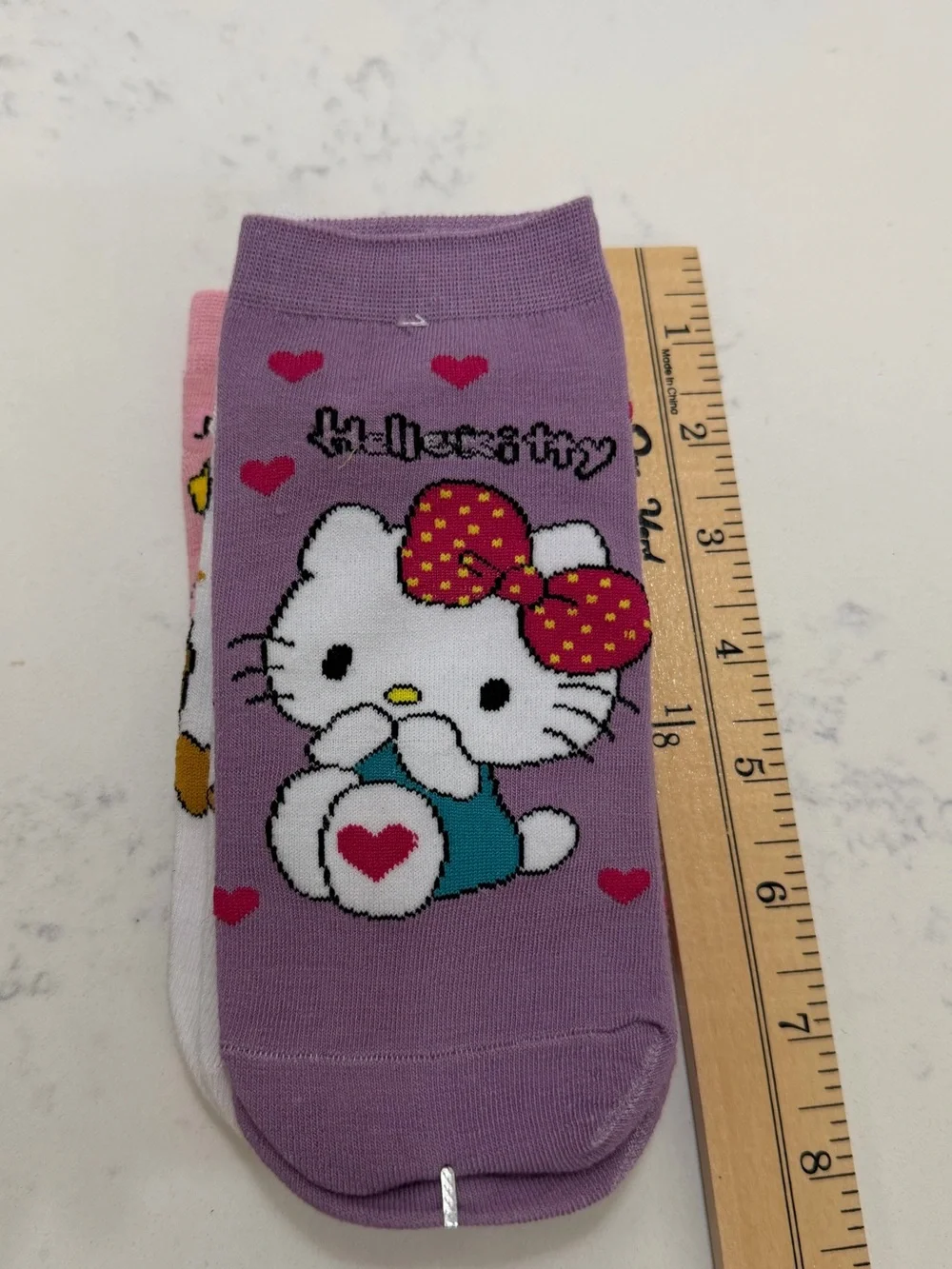 Hello Kitty Kids Ankle Socks Trio - White, Pink, Purple